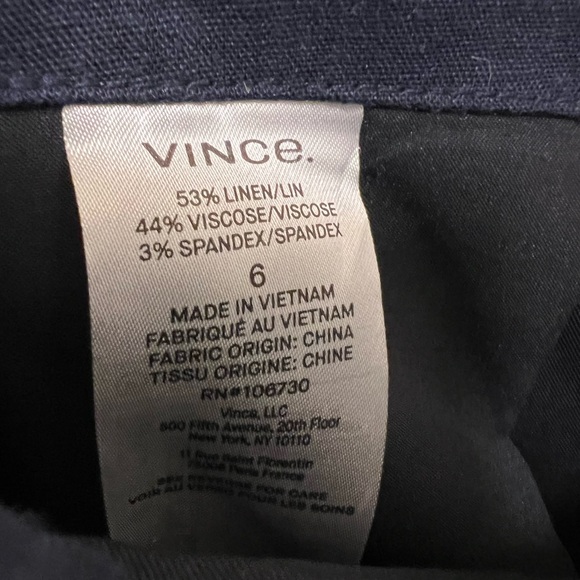 NWOT Vince Navy Blue Linen Blend Cropped Wide Leg Pants - Picture 9 of 9